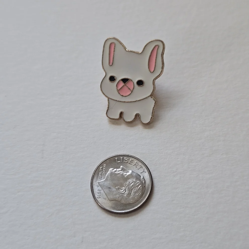 Cute White & Pink Dog Enamel Pin